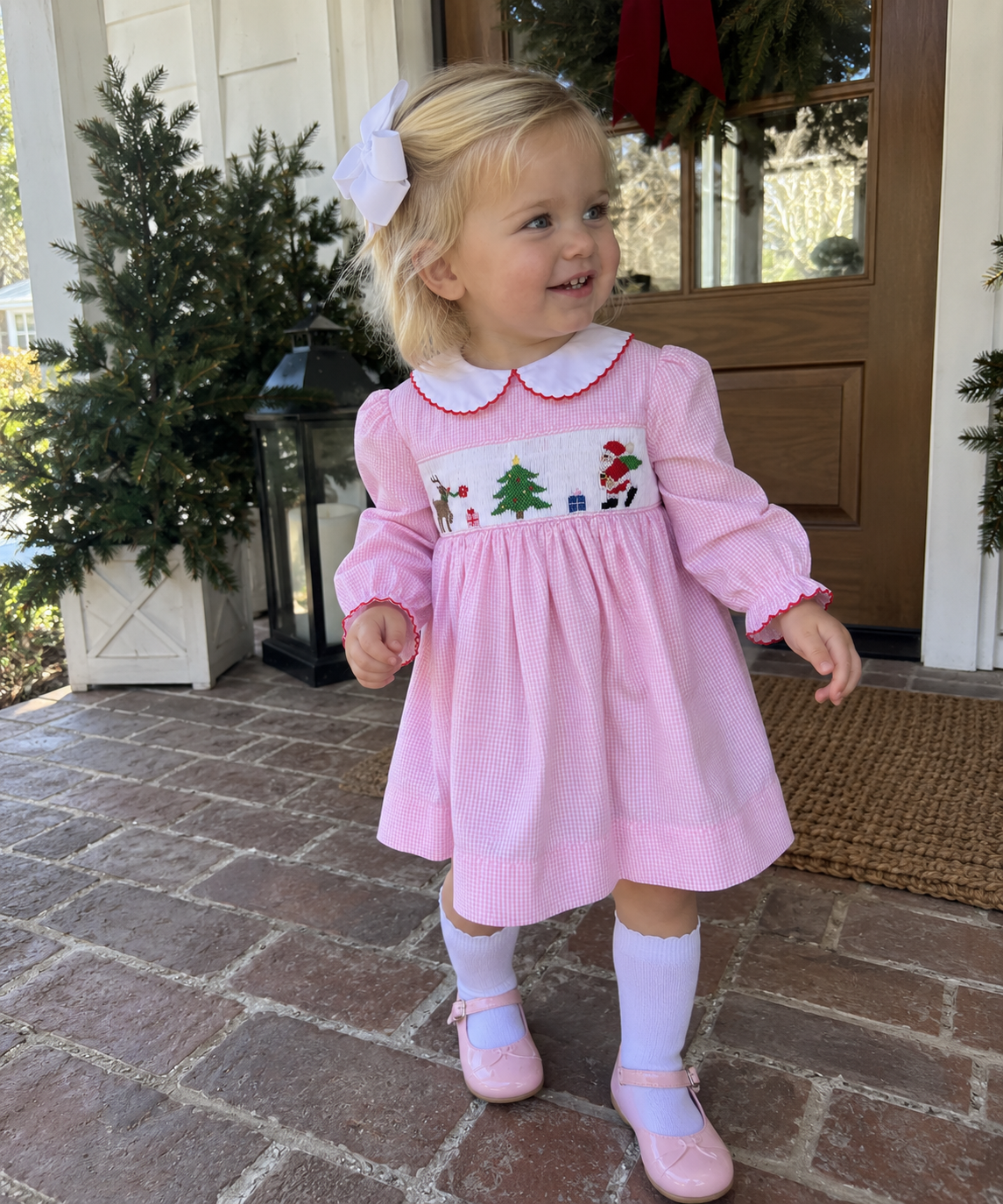 Reindeer Smocked Christmas Dress Petit Ami & Zubels