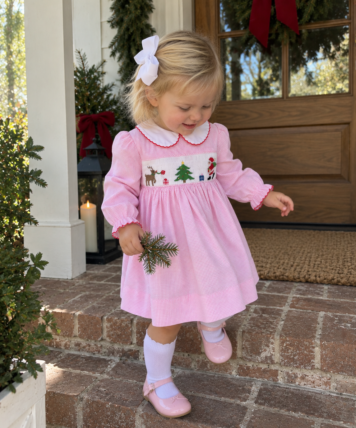 Reindeer Smocked Christmas Dress Petit Ami & Zubels