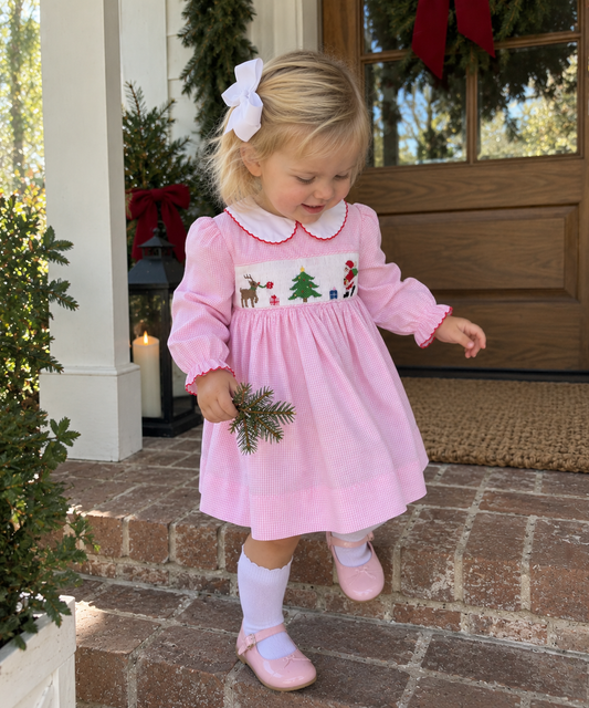 Reindeer Smocked Christmas Dress Petit Ami & Zubels
