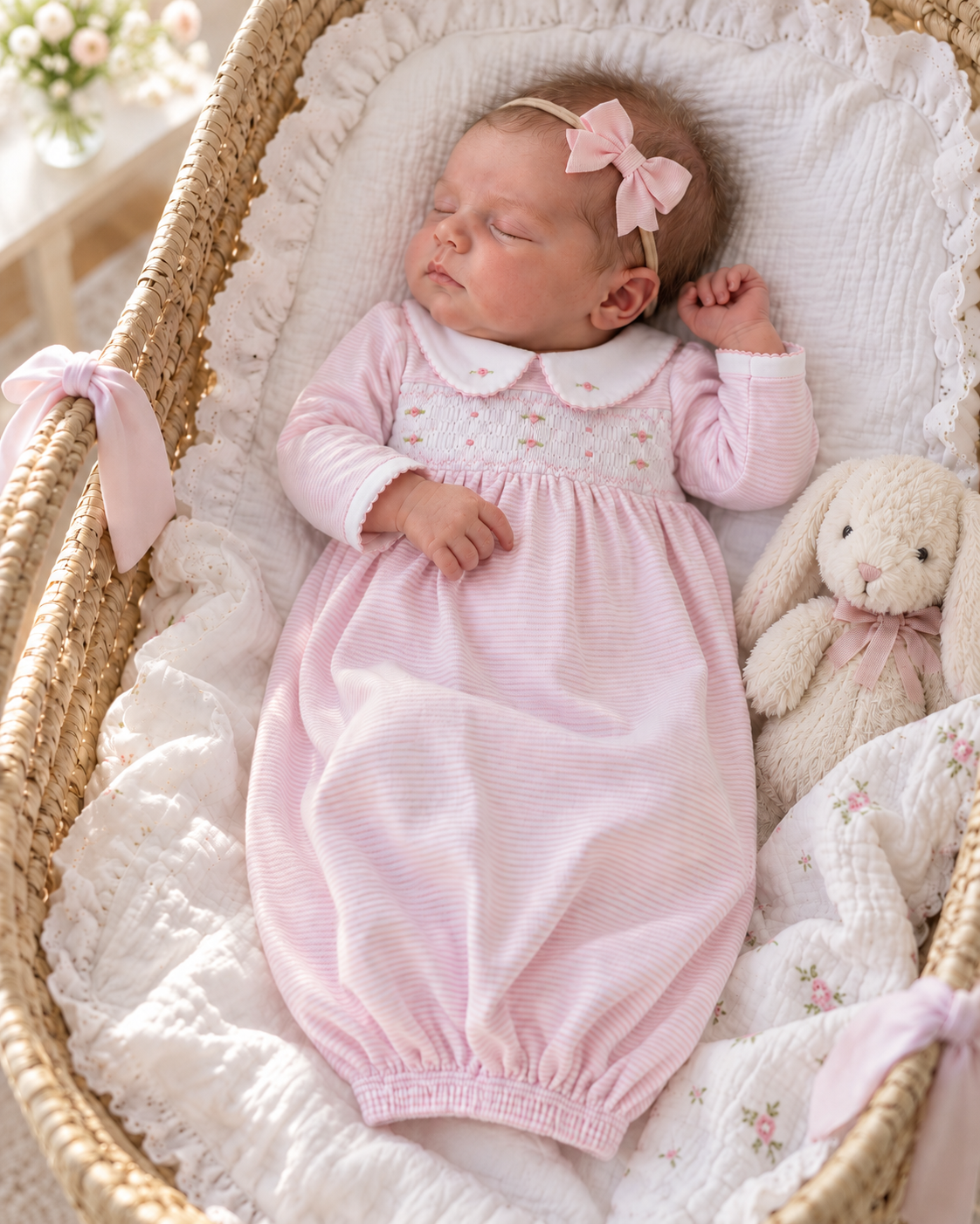 Anna Smocked Gown - Pink Magnolia Baby
