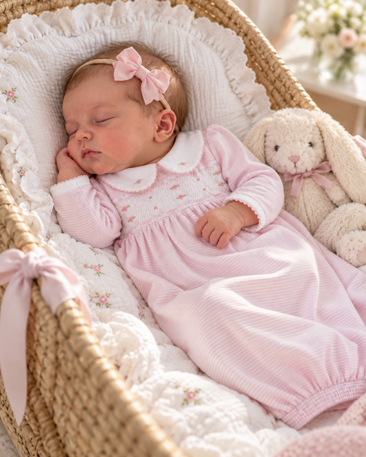 Anna Smocked Gown - Pink Magnolia Baby