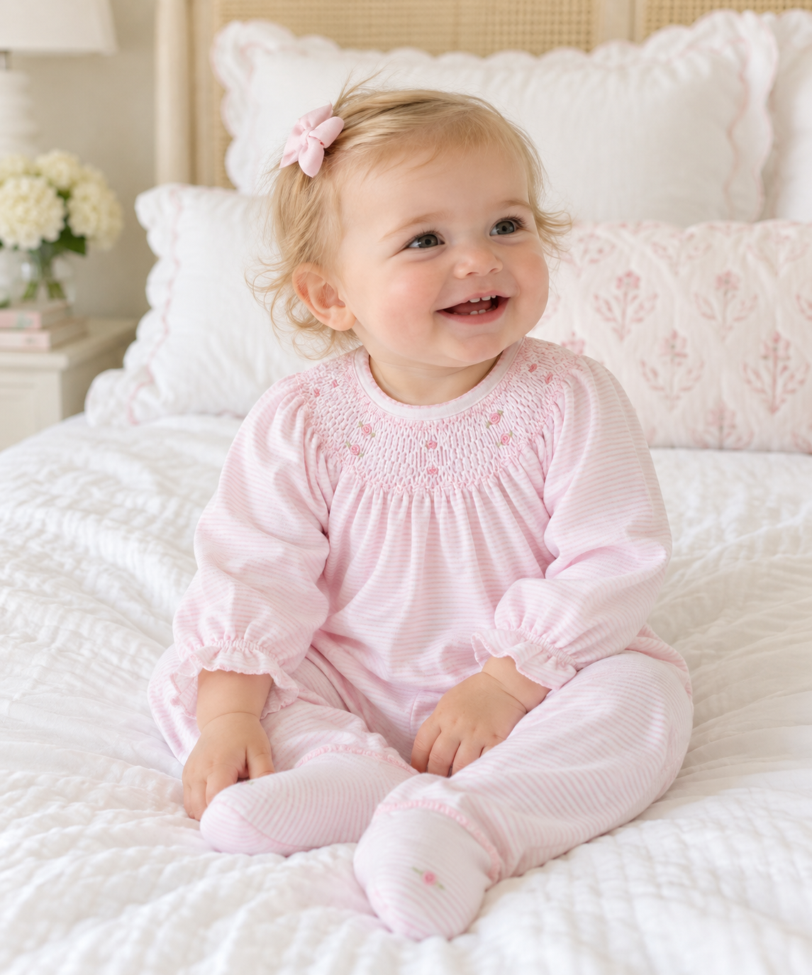 Anna Bishop Footie - Pink Magnolia Baby