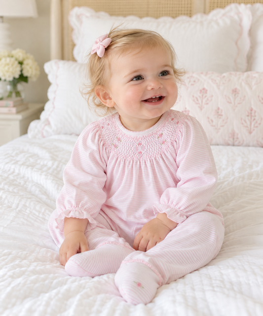 Anna Bishop Footie - Pink Magnolia Baby