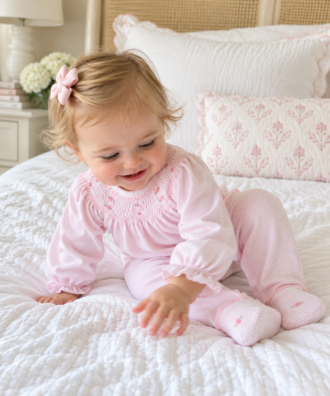Anna Bishop Footie - Pink Magnolia Baby