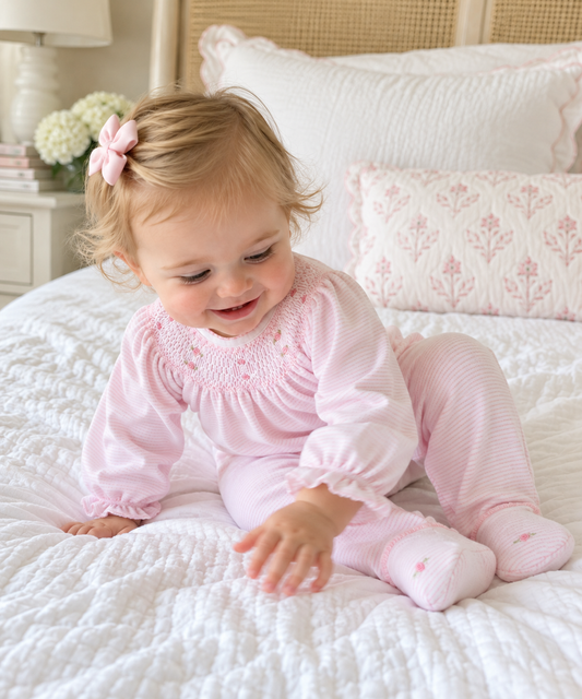 Anna Bishop Footie - Pink Magnolia Baby