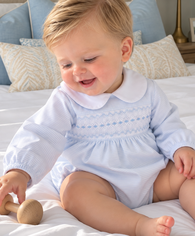 Benjamin Smocked Long Sleeve Bubble Magnolia Baby