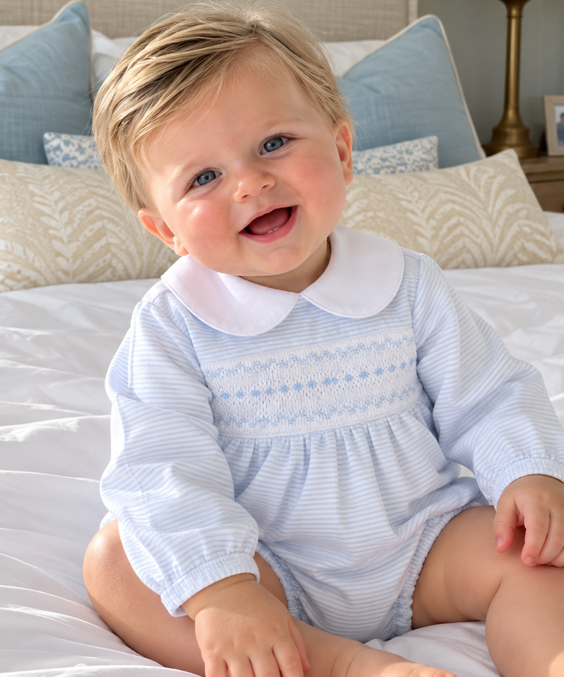 Benjamin Smocked Long Sleeve Bubble Magnolia Baby