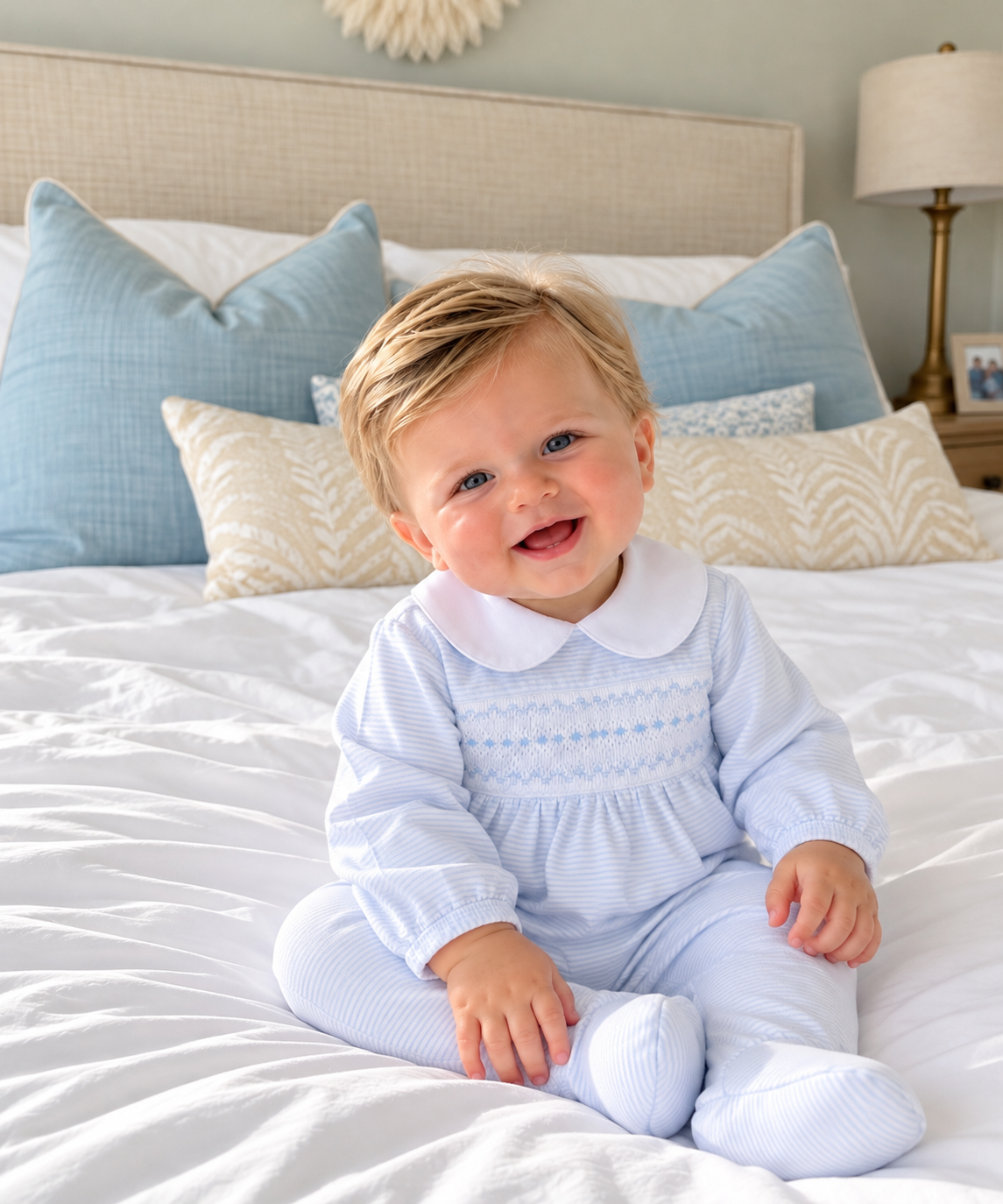 Benjamin Smocked Footie Magnolia Baby