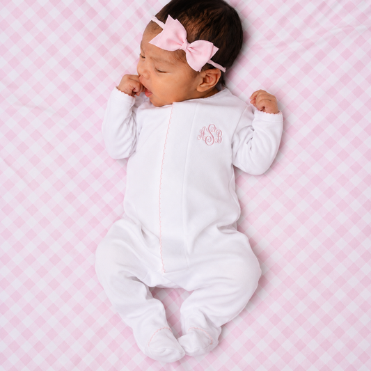 Solid Essentials White Pink Footie Magnolia Baby