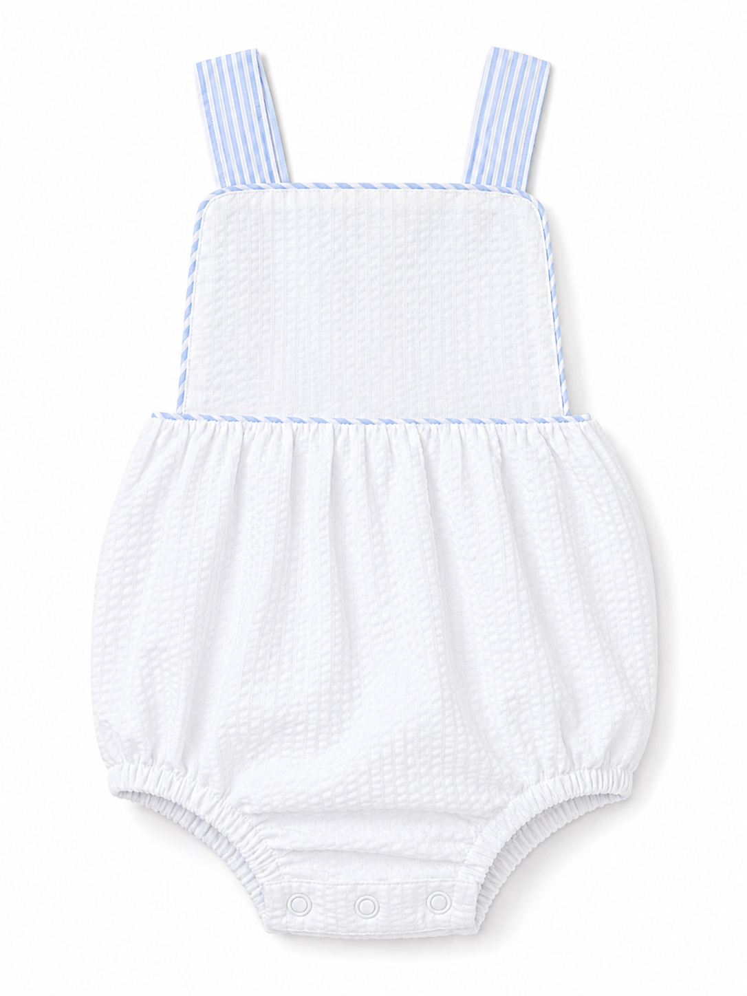 Unisex Seersucker Sunbubble - White with BLUE Trim Love That Cotton