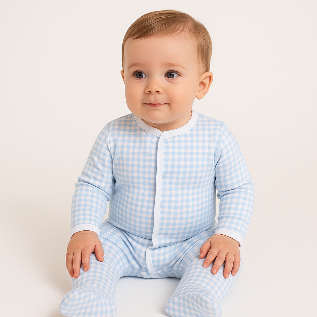 Blue Mini Checks Footie