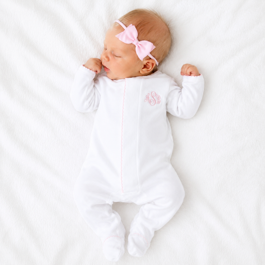 Solid Essentials White Pink Footie Magnolia Baby