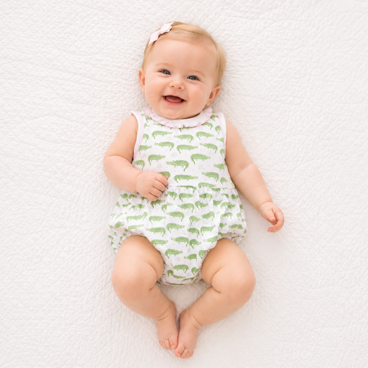 Lowcountry Gator Sleeveless Bubble - Pink Magnolia Baby
