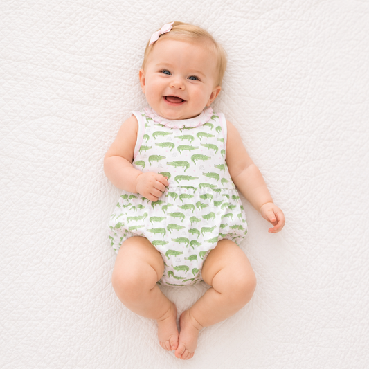Lowcountry Gator Sleeveless Bubble - Pink Magnolia Baby