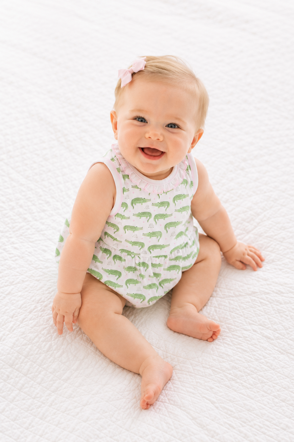 Lowcountry Gator Sleeveless Bubble - Pink Magnolia Baby