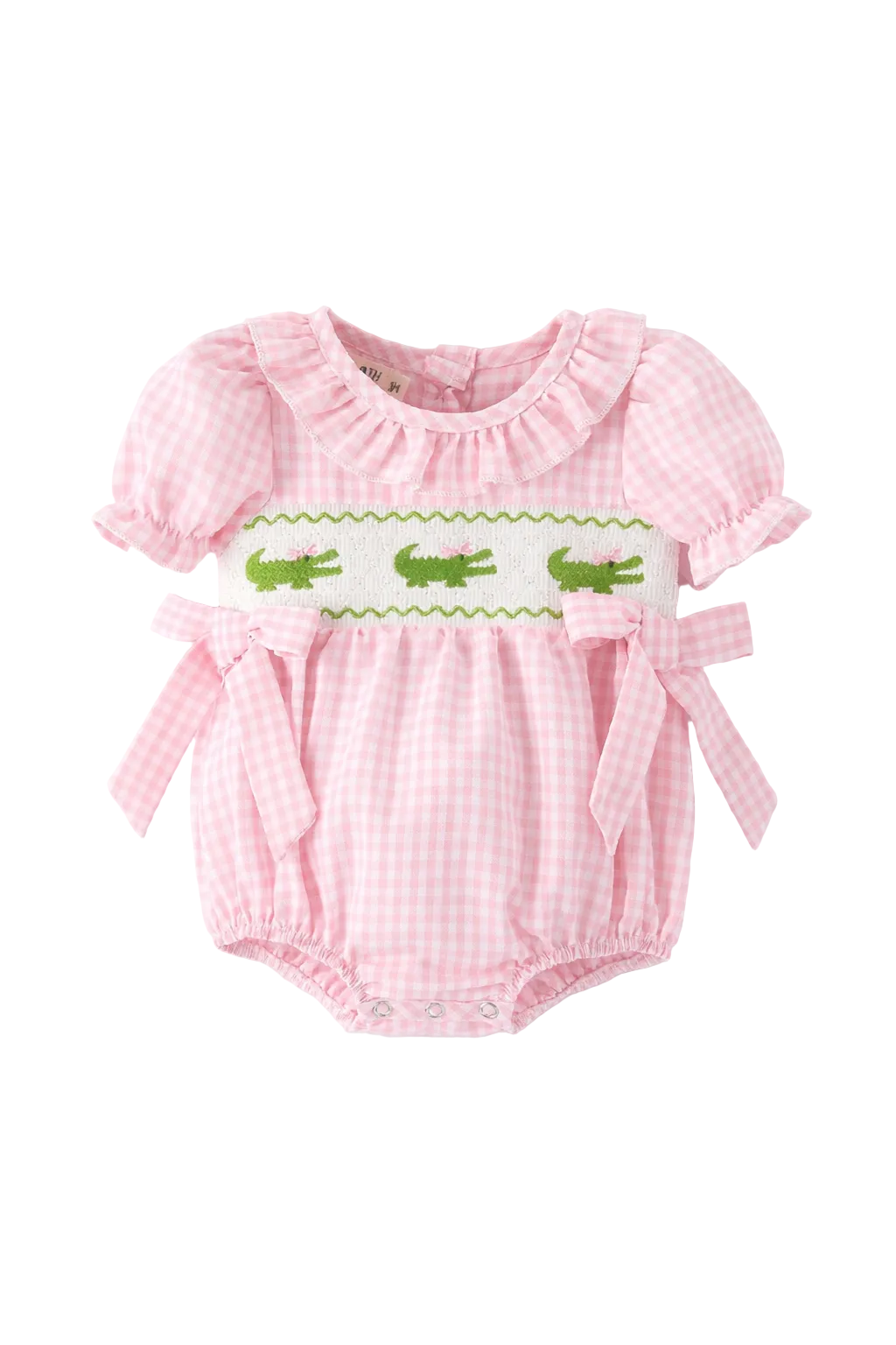 Crocodile Smocked Romper Rylee Faith Designs