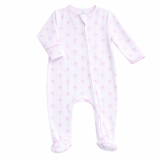 Amelia's Bow Zip Flap Footie Magnolia Baby