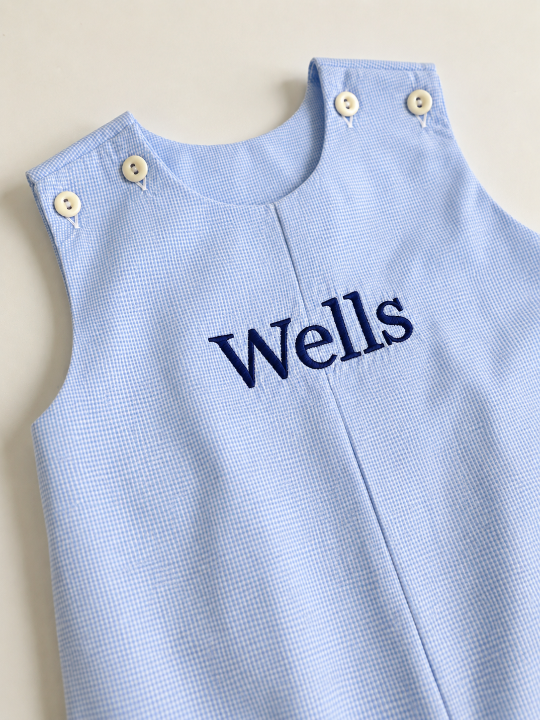 Blue Gingham Romper Petit Ami & Zubels