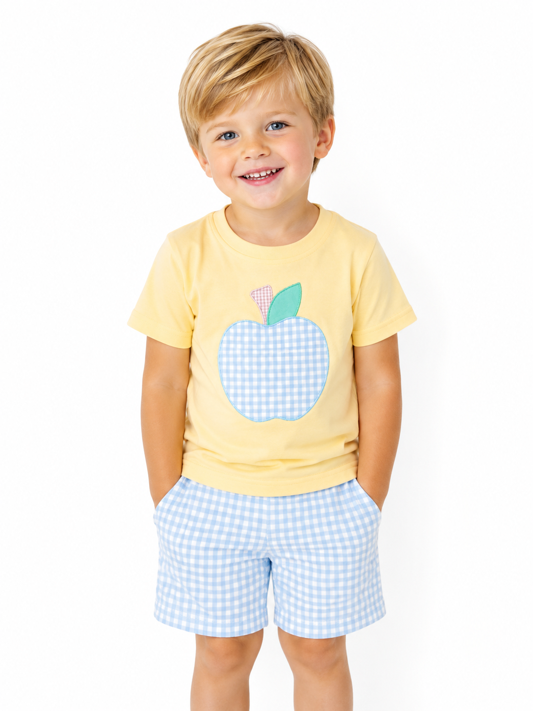 Apple Gingham Embroidered Outfit Marie Nicole Clothing