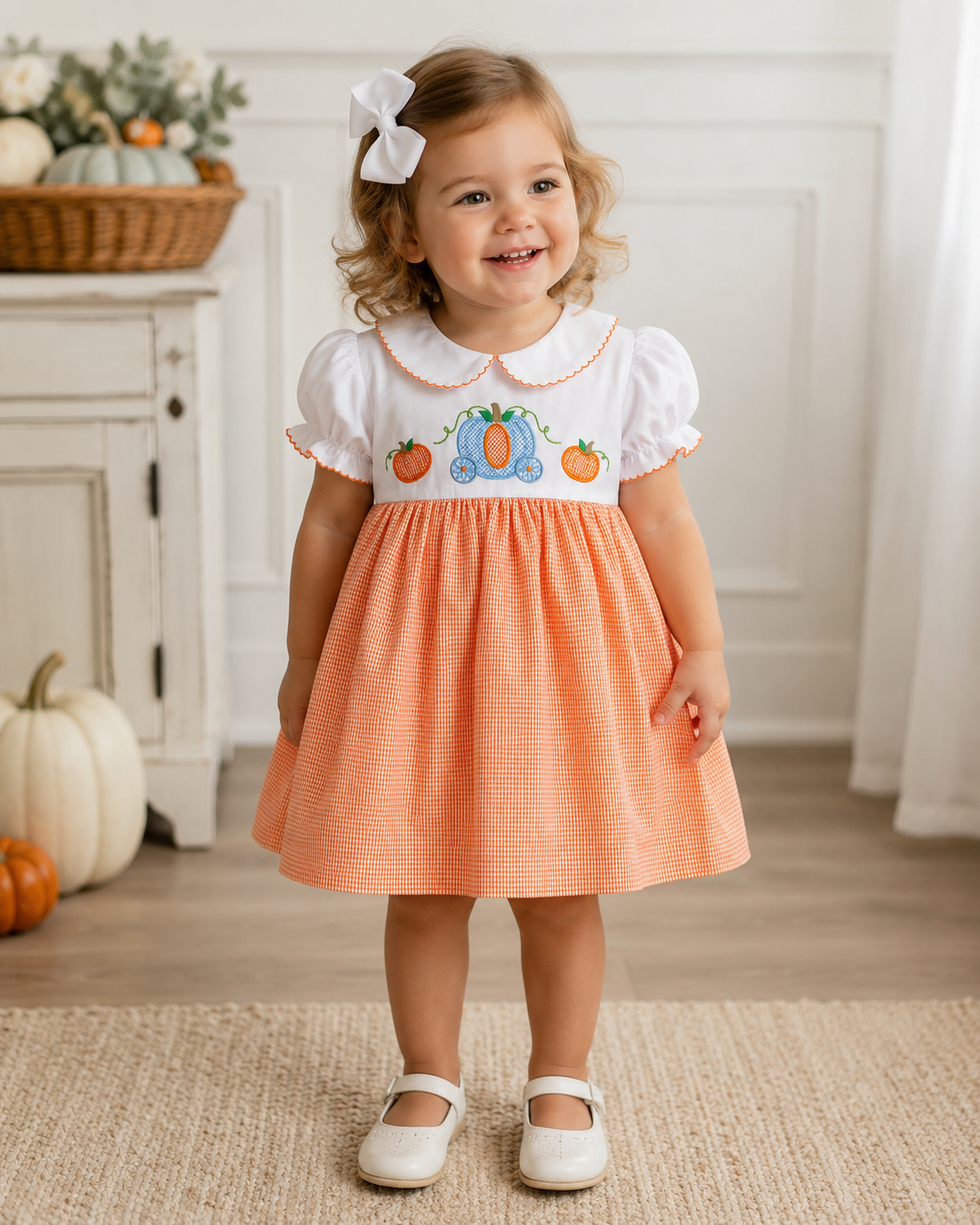 Pumpkin Carriage Embroidered Dress Petit Ami & Zubels