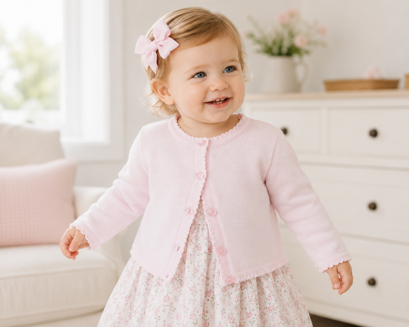 Pink Scalloped Cardigan Petit Ami & Zubels