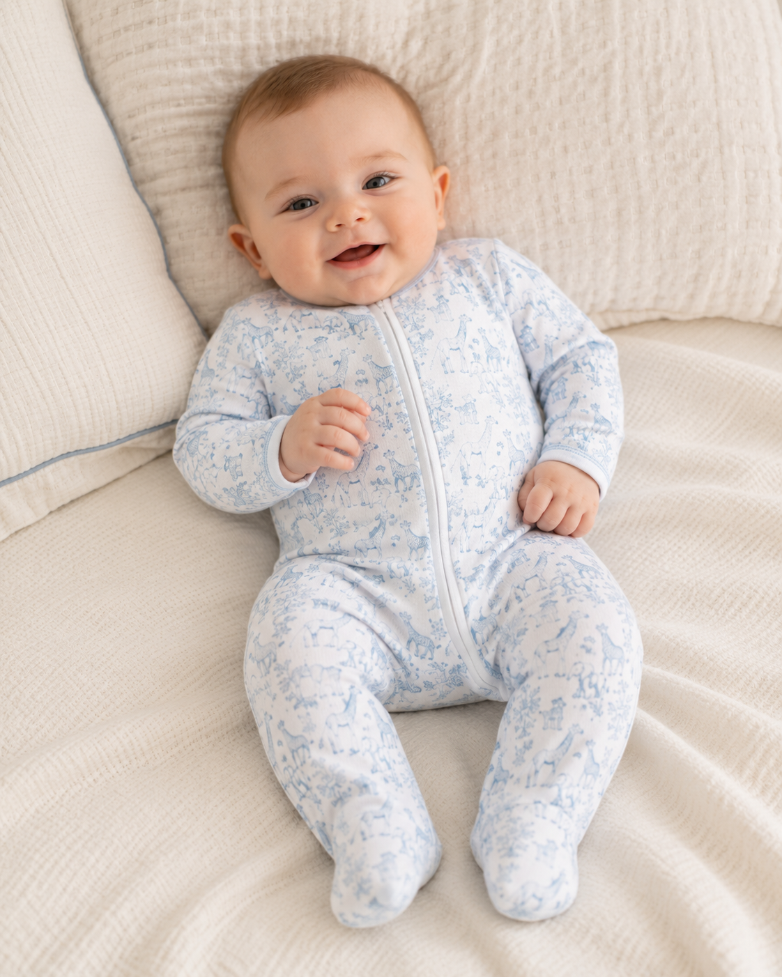 Blue Baby Safari Footie Lowcountry Littlewear
