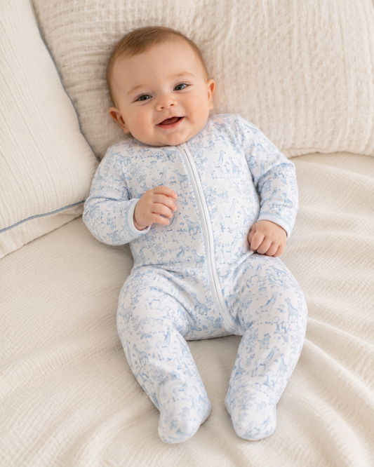 Blue Baby Safari Footie Lowcountry Littlewear