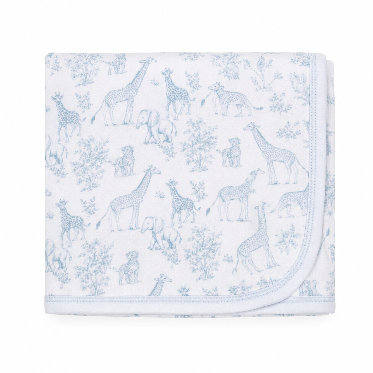 Blue Baby Safari Pima Receiving Blanket Lowcountry Littlewear