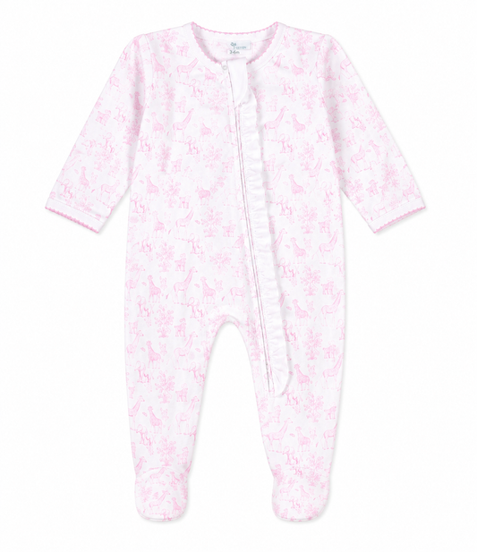 Pink Baby Safari Footie Lowcountry Littlewear