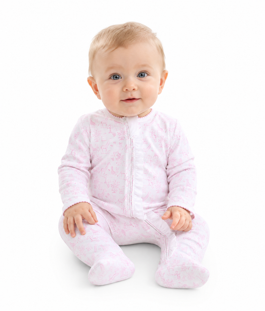 Pink Baby Safari Footie Lowcountry Littlewear