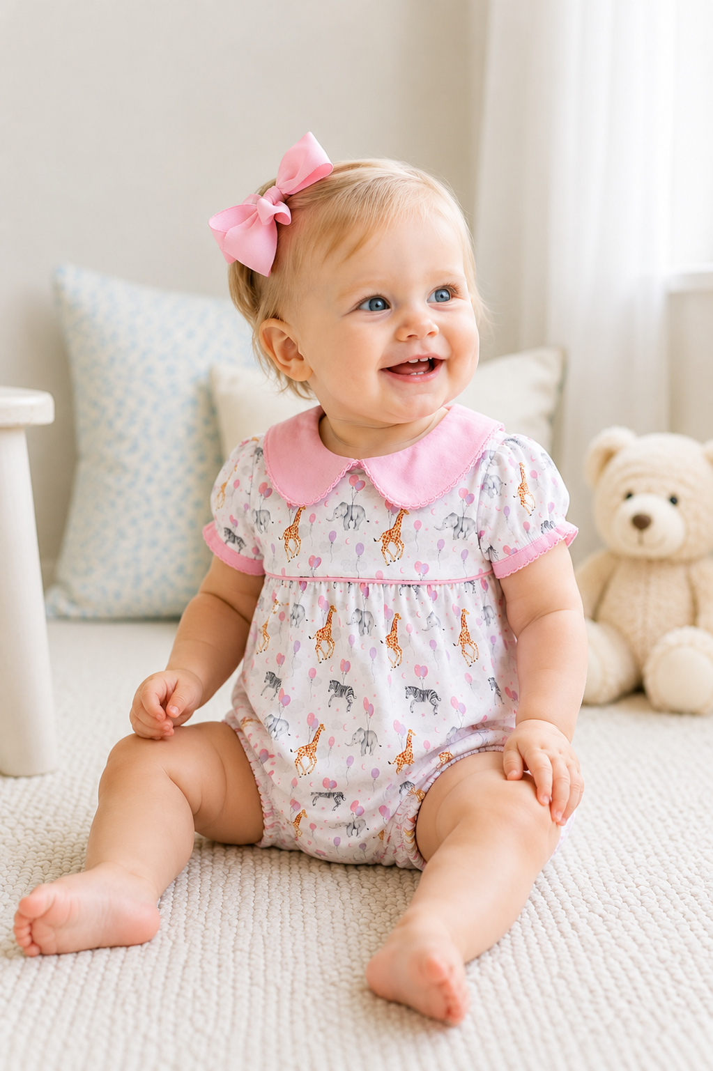 Birthday Zoo Bubble- Pink Lowcountry Littlewear
