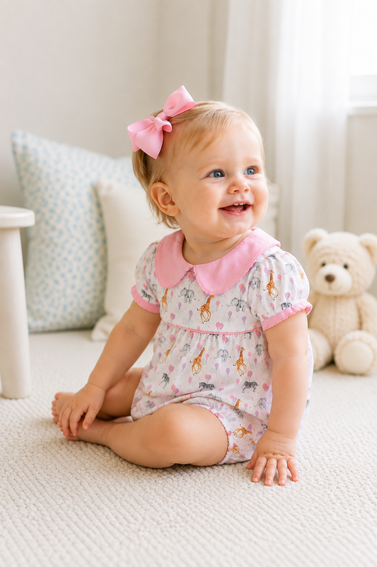 Birthday Zoo Bubble- Pink Lowcountry Littlewear