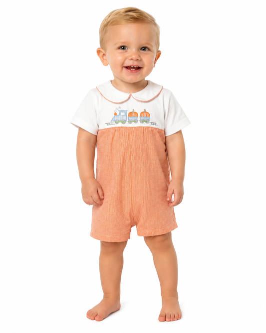 Pumpkin Train Romper Petit Ami & Zubels