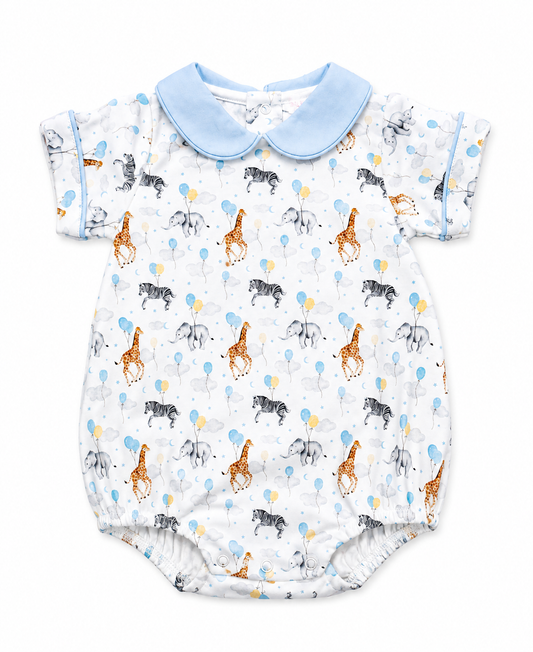 Birthday Zoo Bubble- Blue Lowcountry Littlewear