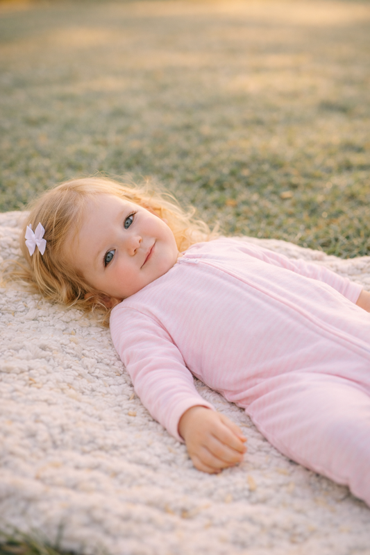 Mini Stripes Footie - Pink Magnolia Baby