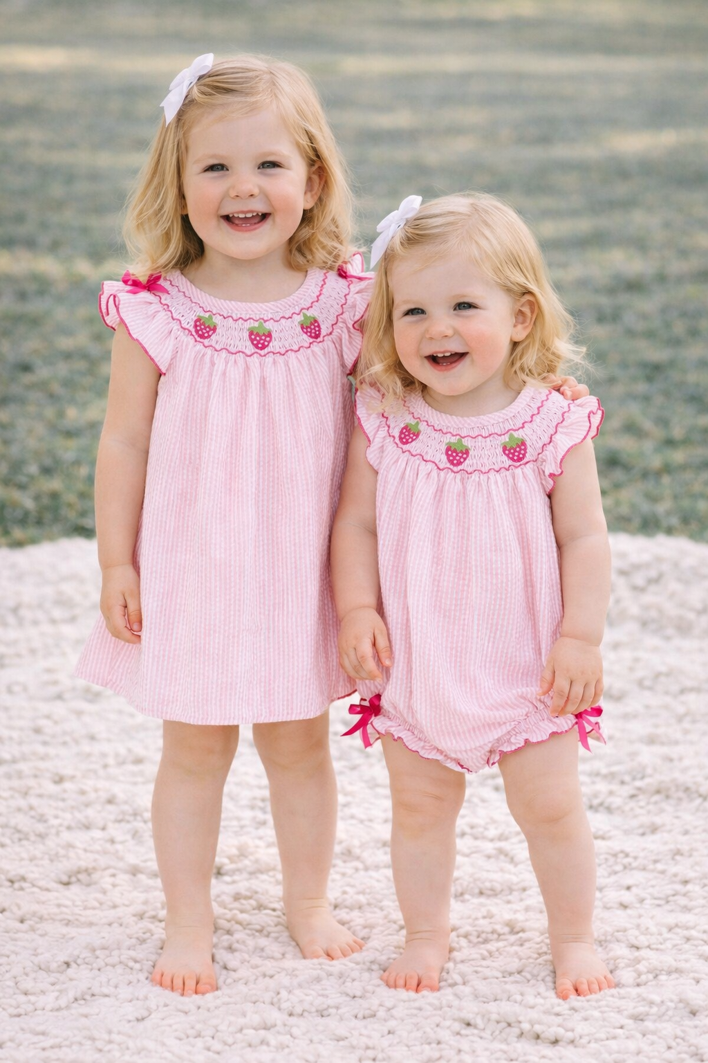 Strawberry Smocked Romper Rylee Faith Designs
