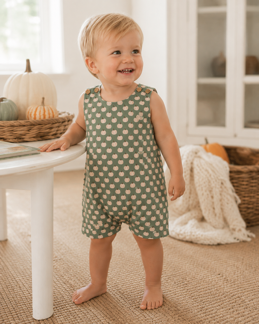 Sage Green Pumpkin Knit Shortall Smockingbird