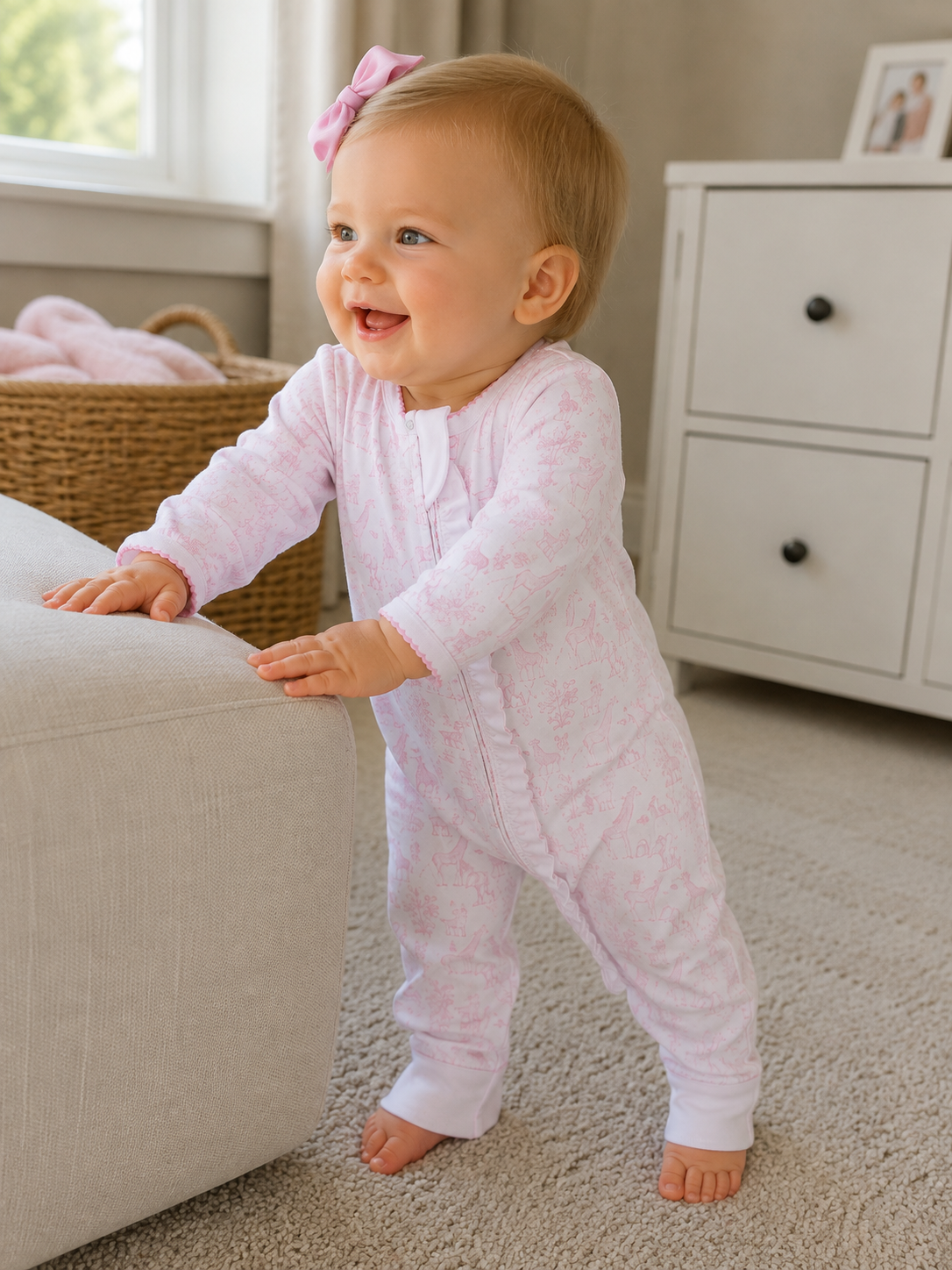 Pink Baby Safari Convertible Footie Lowcountry Littlewear