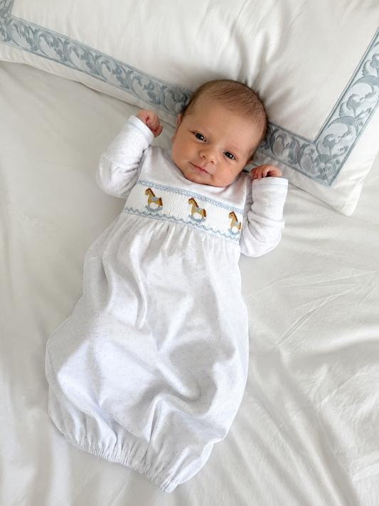 Rocking Horse Hand Smocked Gown Hug Me First