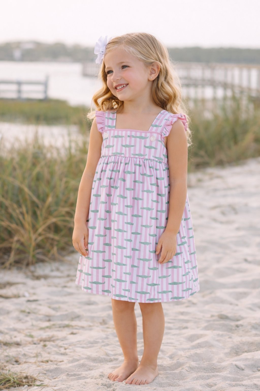 Bayou Stripe Alligator Dress Cypress Row Childrens