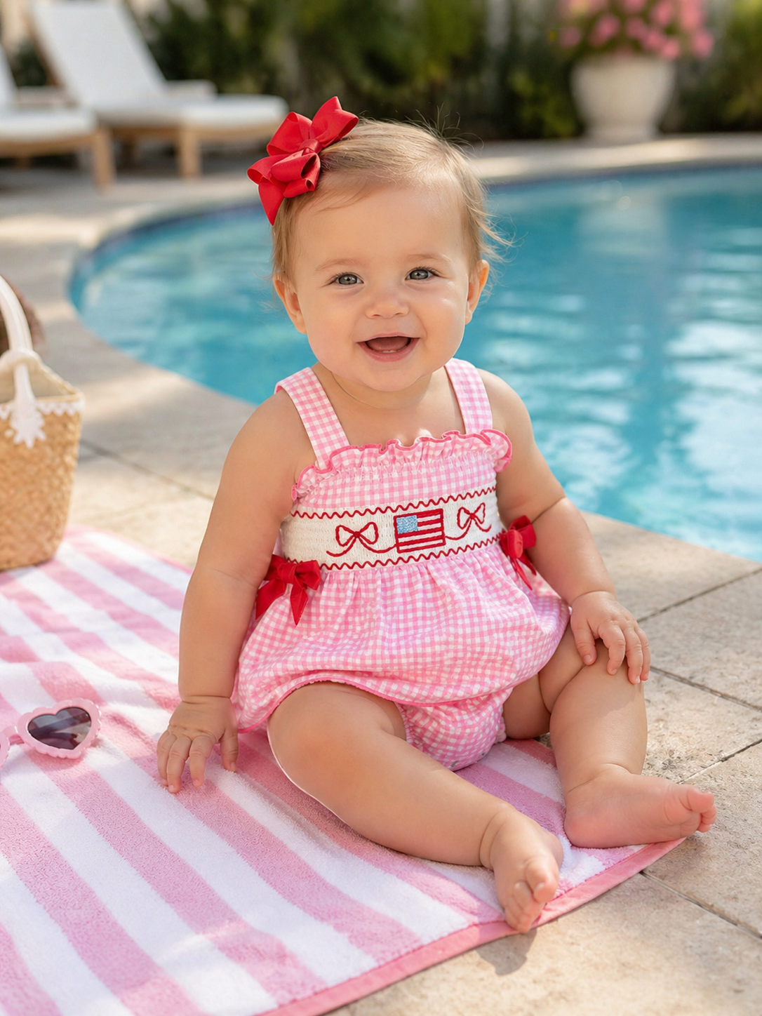 Pink Patriotic Ruffle Bubble Rylee Faith Designs