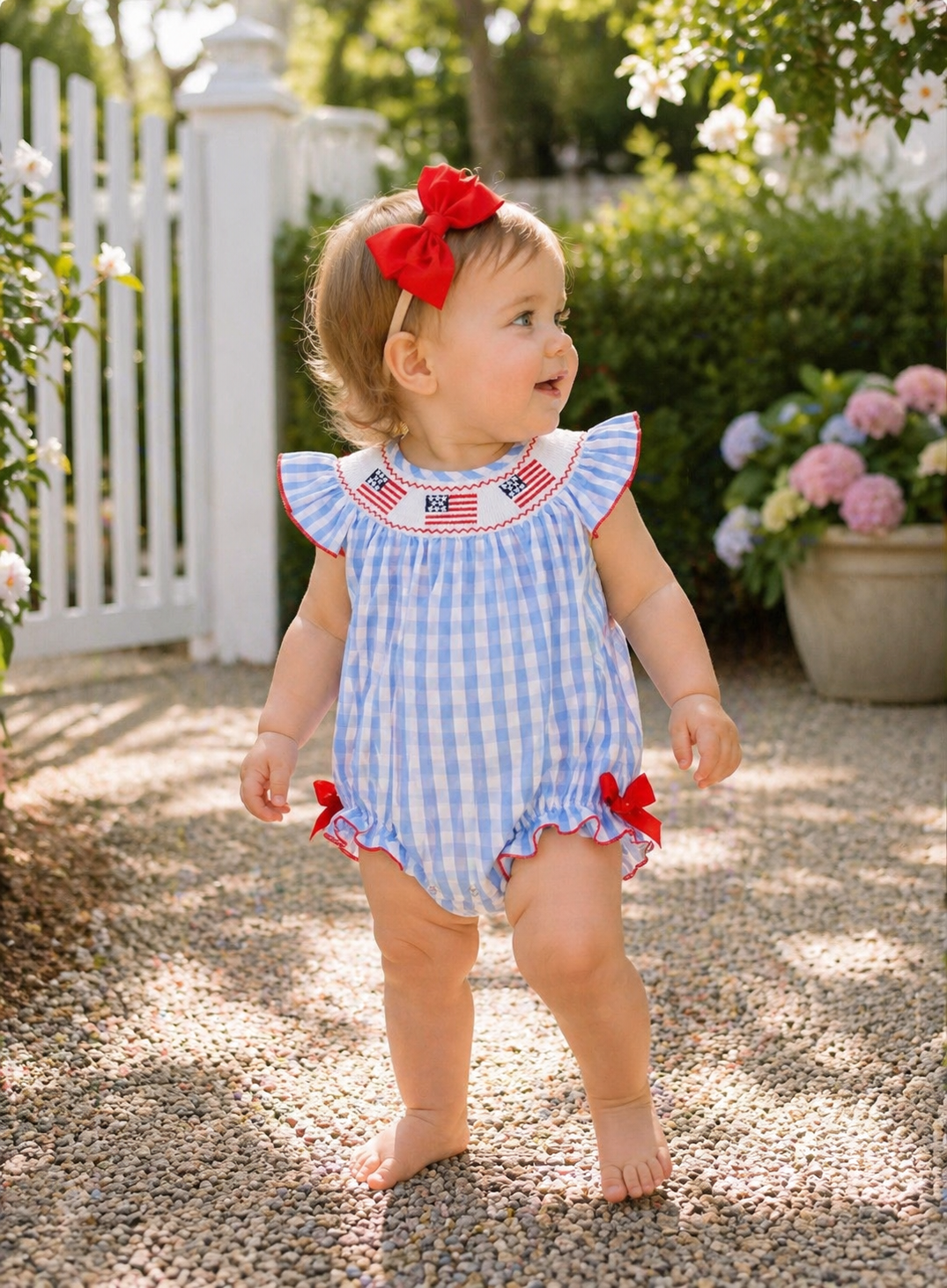 Stars & Stripes Smocked Romper Rylee Faith Designs