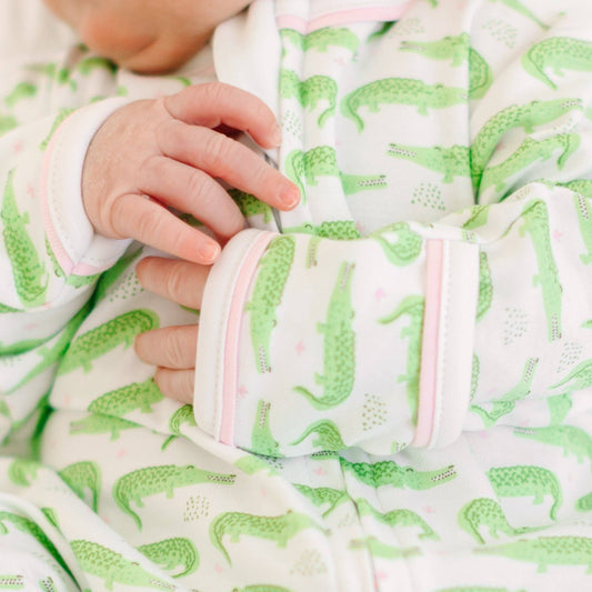 Bayou Baby Print Zip Footie - Pink Magnolia Baby
