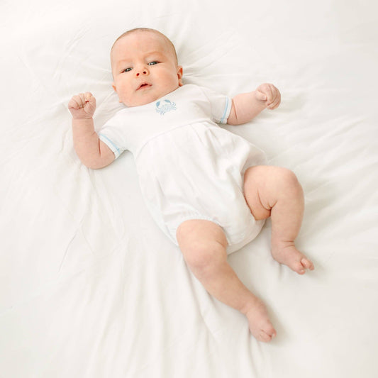 Little Crawlers Embroidered Bubble - Light Blue Magnolia Baby