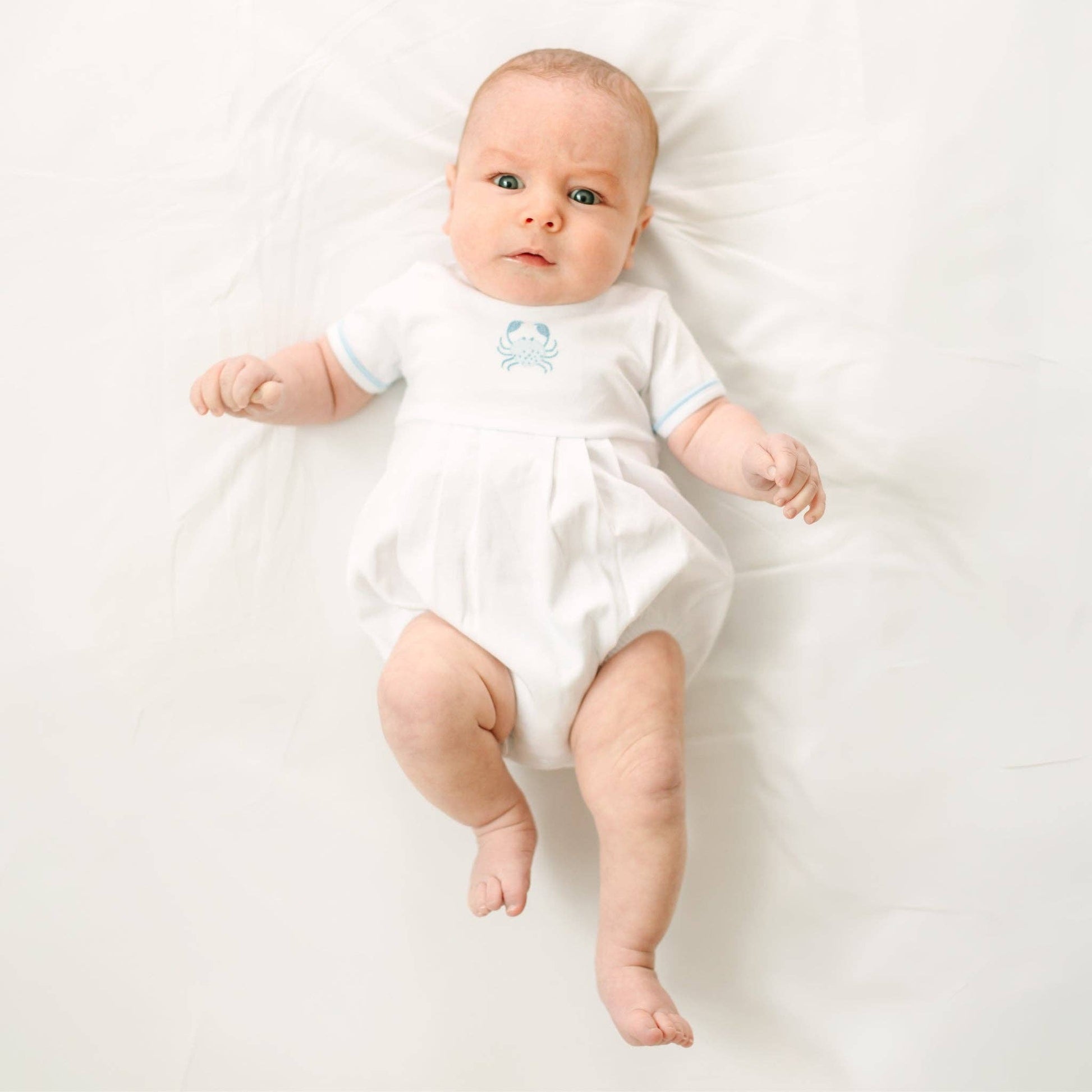 Little Crawlers Embroidered Bubble - Light Blue Magnolia Baby