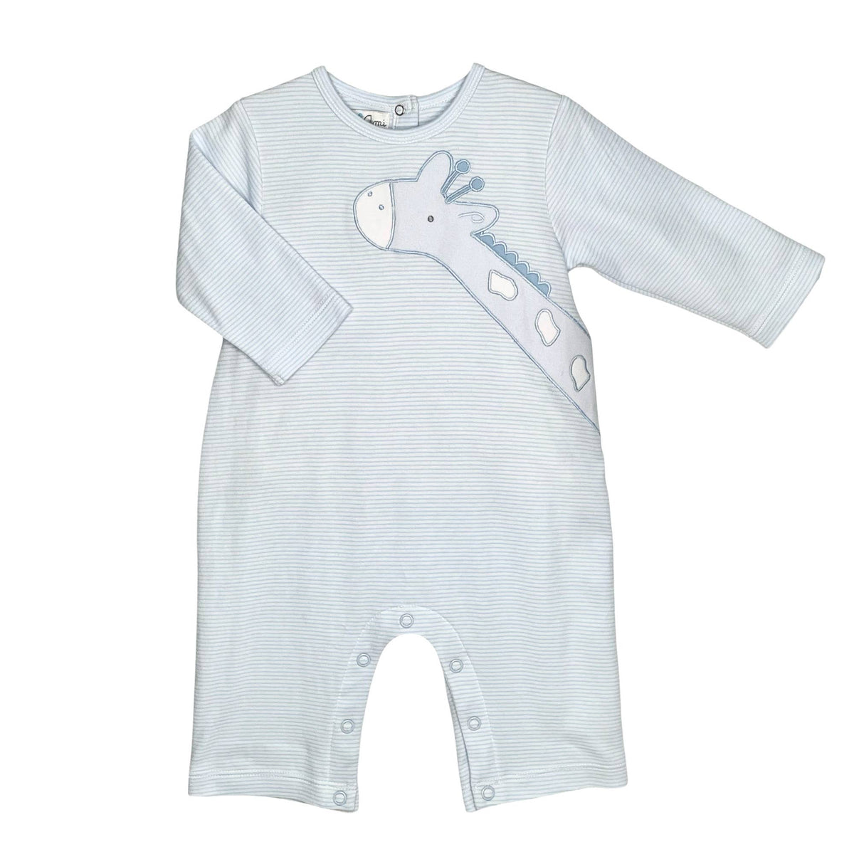 Giraffe Applique Knit Longall in Blue Petit Ami & Zubels