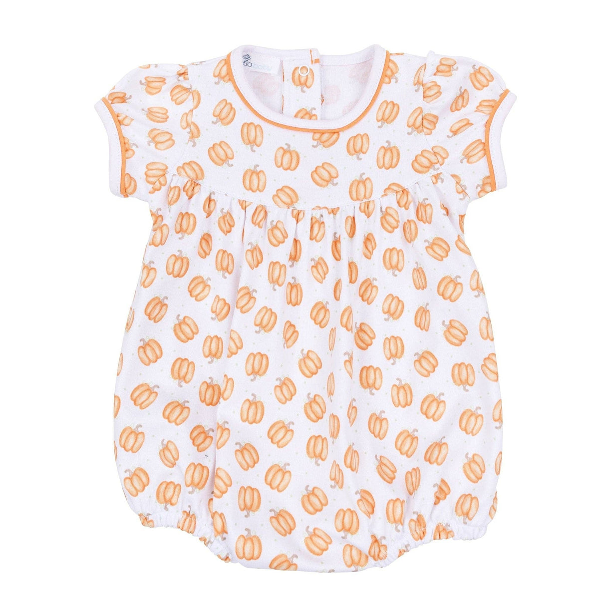 Baby Pumpkin Print Ruffle Short Sleeve Bubble Magnolia Baby
