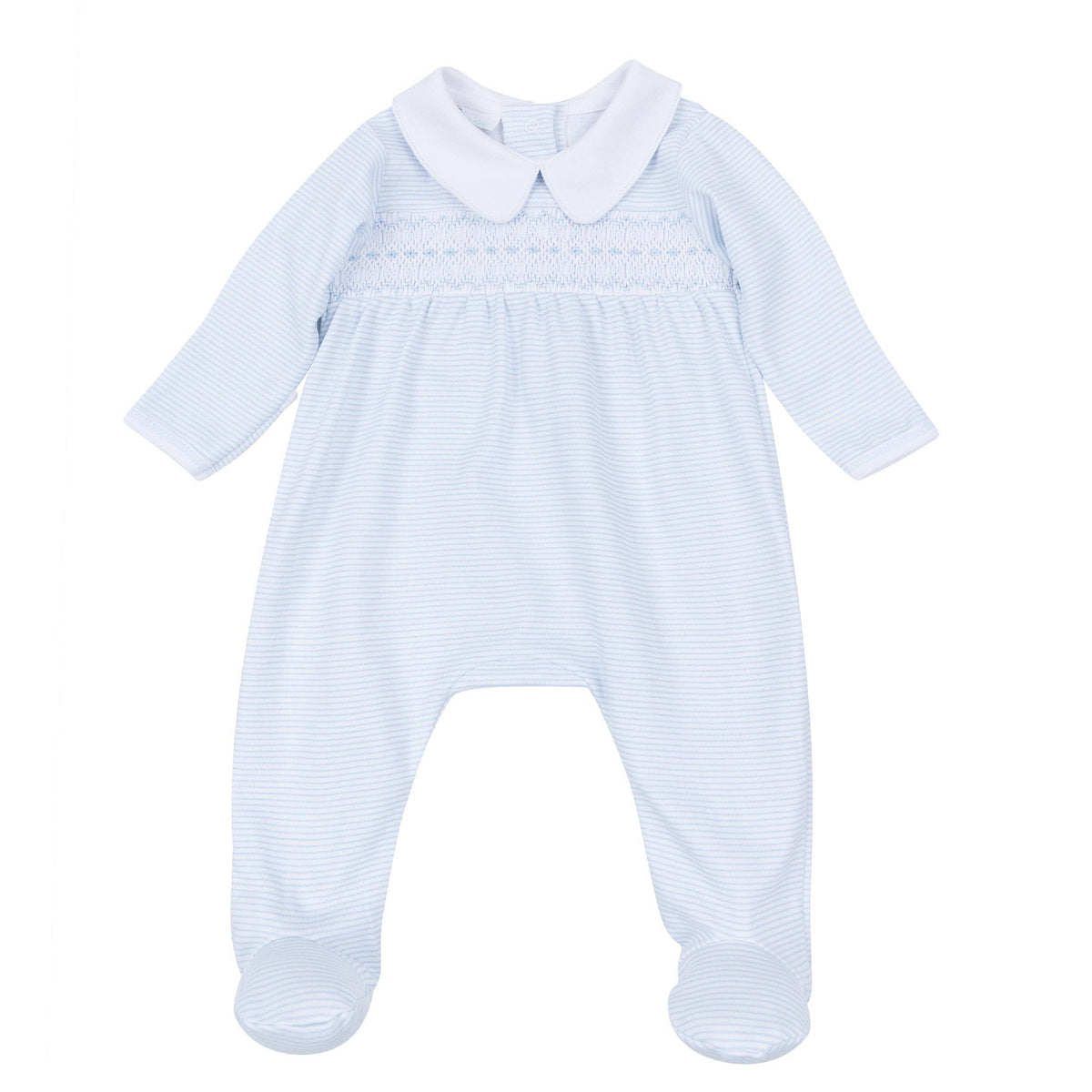 Benjamin Smocked Footie - Light Blue Magnolia Baby