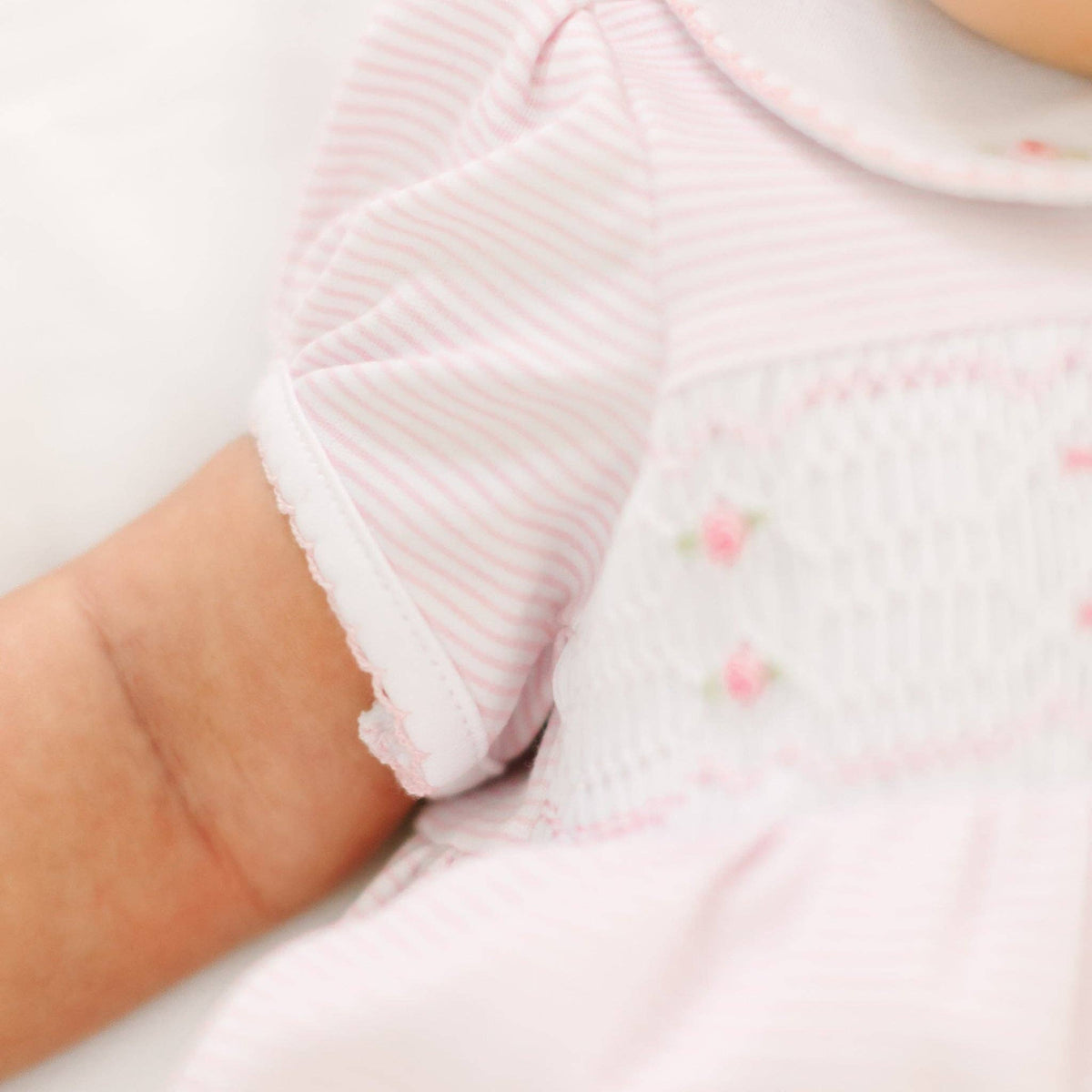 Anna Smocked Short Sleeve Bubble - Pink Magnolia Baby