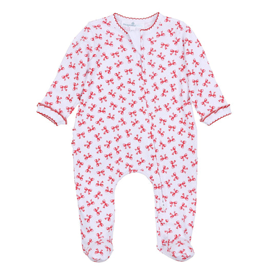 Scarlett Bows Print Zip Footie Magnolia Baby